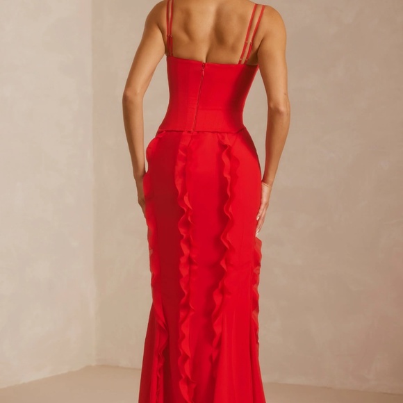 Oh Polly Red Ruffle Maxi Dress - Picture 3 of 4